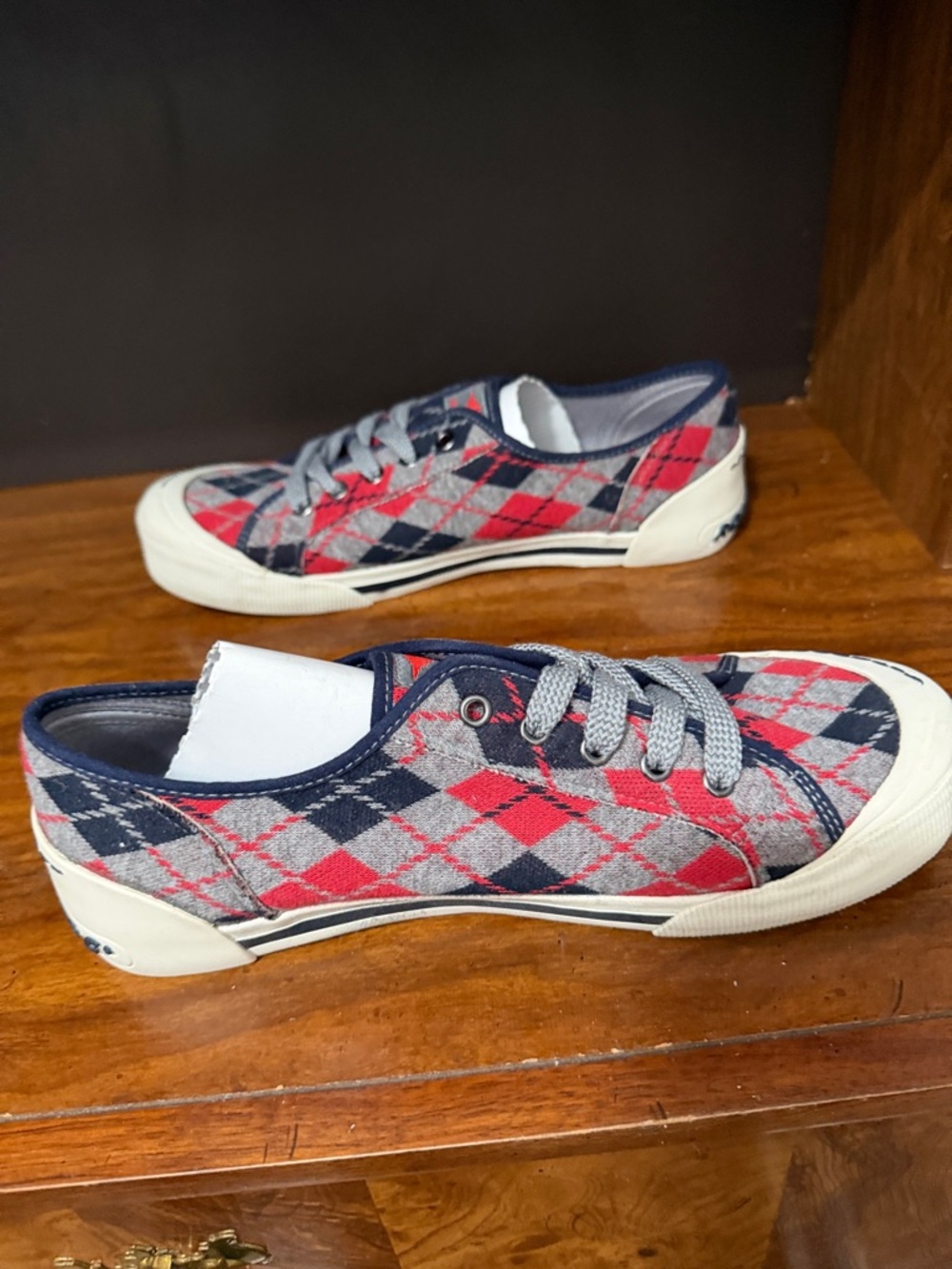 Rocket Dog Argyle Plaid Lace-Up Sneakers - Red & Navy - Picture 5 of 6
